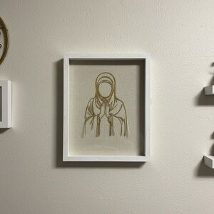 Framed Gold Line Art on White Canvas